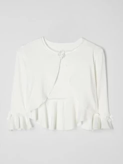Monny Cropped Longsleeve Mit Volantsaum - Ecru