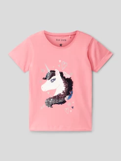 Blue Seven T-Shirt Mit Wendepailletten - Lachs