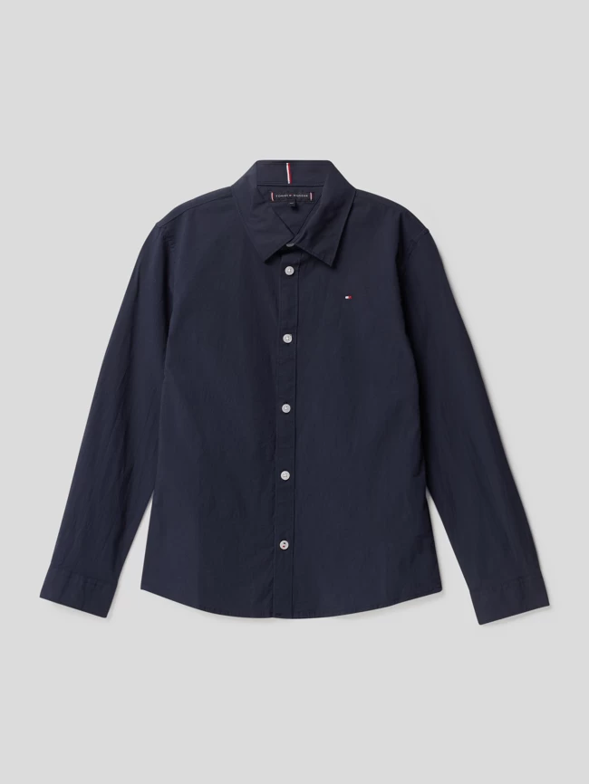 Tommy Hilfiger Teens Hemd Mit Logo-Stitching - Marineblau 1 Tommy Hilfiger Teens Hemd Mit Logo-Stitching - Marineblau