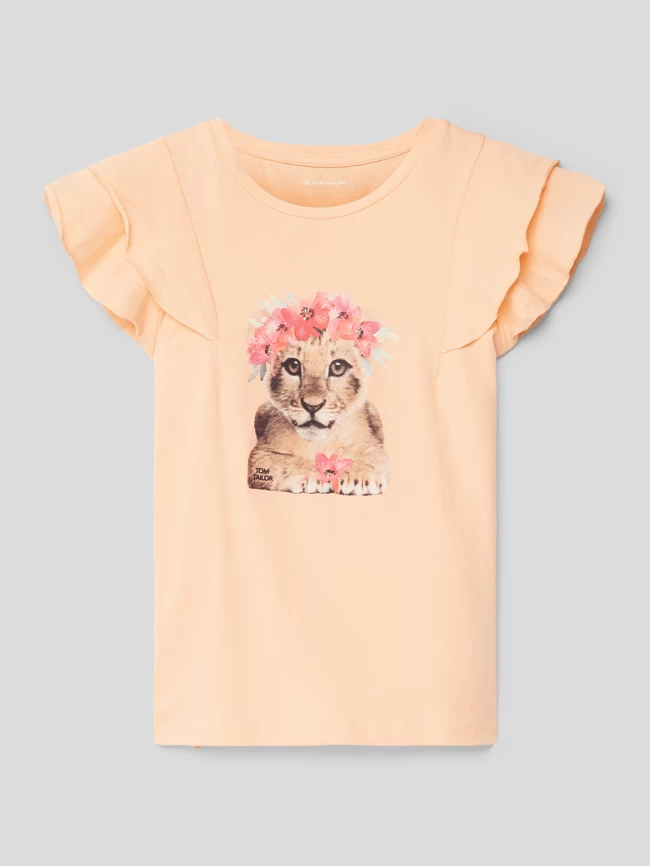 Tom Tailor T-Shirt Mit Motiv-Print - Apricot 1 Tom Tailor T-Shirt Mit Motiv-Print - Apricot