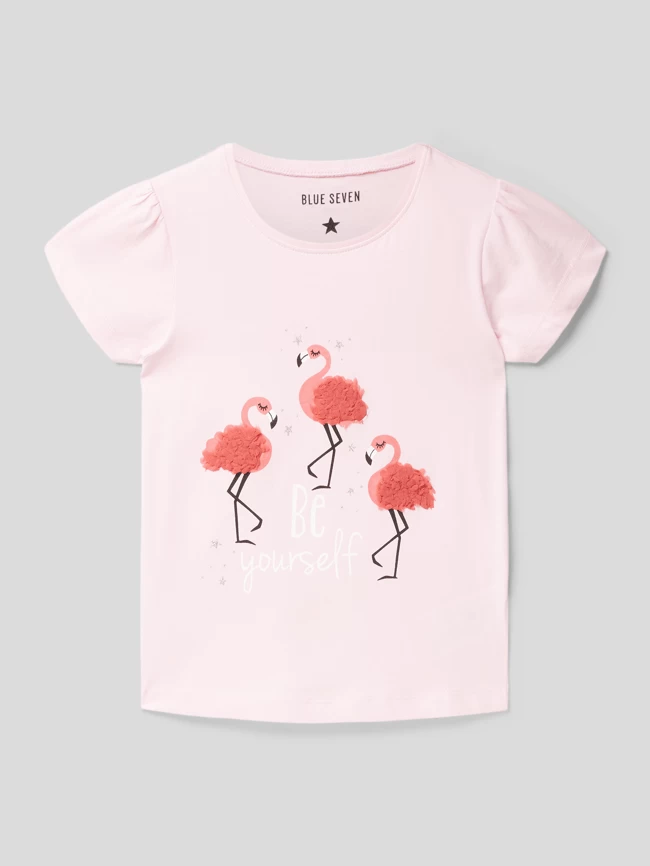 Blue Seven T-Shirt Mit Motiv-Print Mit Rüschenapplikation - Rosa 1 Blue Seven T-Shirt Mit Motiv-Print Mit Rüschenapplikation - Rosa