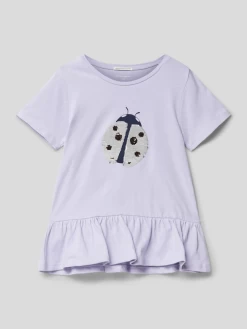 Tom Tailor T-Shirt Mit Paillettenbesatz - Flieder