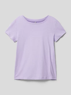Only T-Shirt Mit Geripptem Rundhalsausschnitt Modell 'STELLA' - Flieder