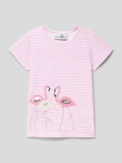 Happy Girls T-Shirt Mit Motiv-Applikation - Weiß