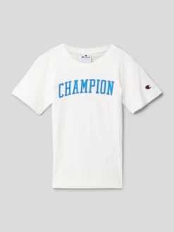 CHAMPION T-Shirt Mit Logo-Print Modell 'Rochester' - Ecru