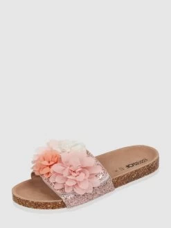 Colors Of California Pantolette Mit Blüten-Applikationen - Hellrosa