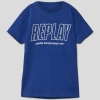Replay T-Shirt Mit Label-Print - Marineblau