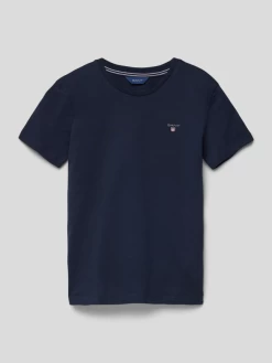 Gant T-Shirt Mit Label-Stitching - Marineblau