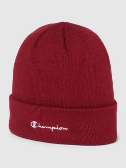 CHAMPION Beanie Mit Label-Stitching - Dunkelrot