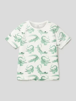 Staccato T-Shirt Mit Allover-Muster - Weiß