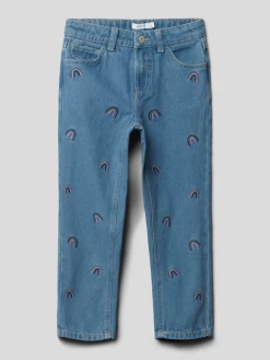Name It Mom Fit Jeans Mit Motiv-Stitching Modell 'BELLA* - Blau