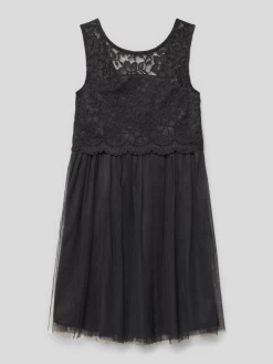 Happy Girls Kleid Mit Spitzenbesatz - Schwarz