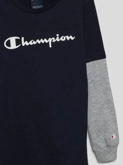 CHAMPION Longsleeve Mit Logo-Print - Marineblau