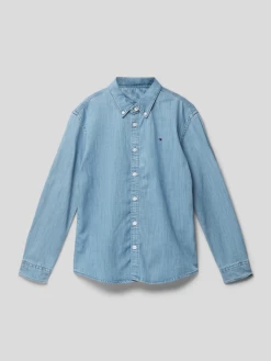 Tommy Hilfiger Teens Jeanshemd Mit Label-Stitching - Blau