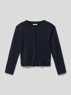 Tom Tailor Strickjacke Mit Volantsaum - Marineblau