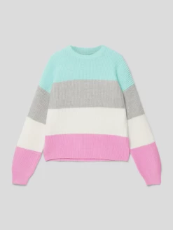 Only Strickpullover Mit Blockstreifen Modell 'SANDY' - Helltürkis