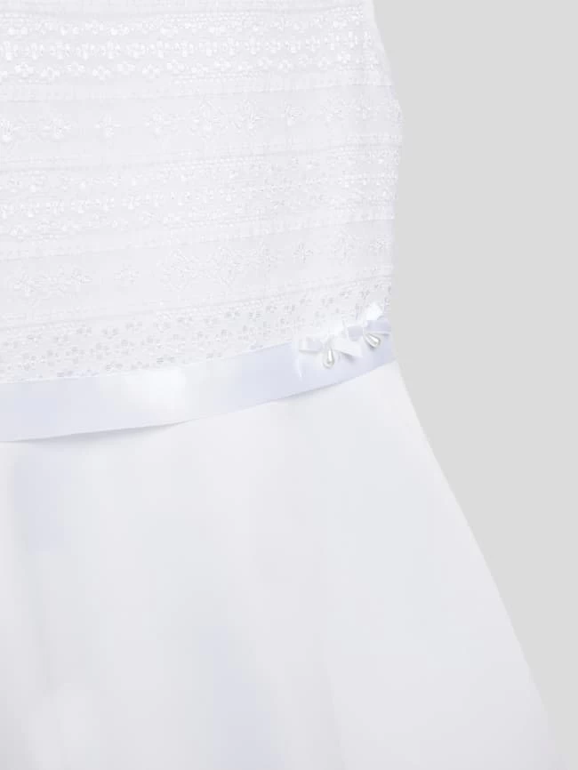 Weise Kommunionskleid Mit Spitzenbesatz - Weiß 2 Weise Kommunionskleid Mit Spitzenbesatz - Weiß – Bild 2