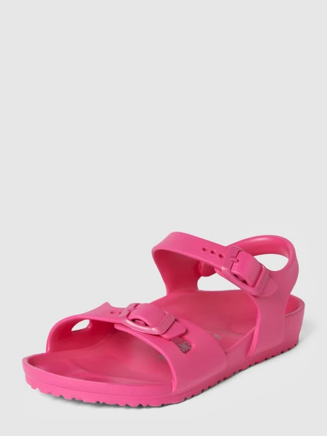 Birkenstock Sandalen Mit Dornschließen In Metallic Modell 'Rio' - Pink 1 Birkenstock Sandalen Mit Dornschließen In Metallic Modell 'Rio' - Pink