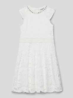 Happy Girls Kleid Mit Ziersteinbesatz - Ecru