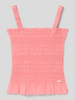 Guess Blusentop Mit Smok-Details - Pink