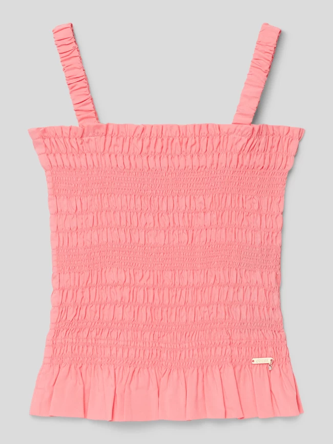 Guess Blusentop Mit Smok-Details - Pink 1 Guess Blusentop Mit Smok-Details - Pink