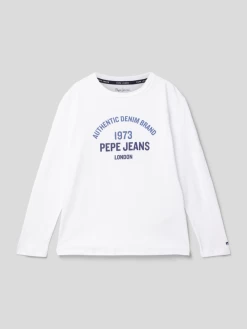 Pepe Jeans Longsleeve Mit Label-Print Modell 'TIMOTHY' - Weiß