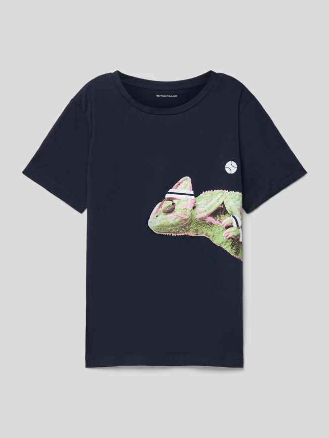 Tom Tailor T-Shirt Mit Motiv-Print - Marineblau 1 Tom Tailor T-Shirt Mit Motiv-Print - Marineblau
