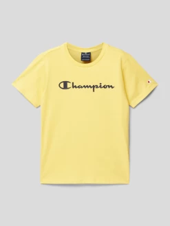 CHAMPION T-Shirt Mit Label-Print - Gelb