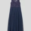 Happy Girls Kleid Mit Spitzenbesatz - Marineblau