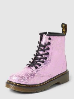 Dr. Martens Schnürboots Aus Echtem Leder In Crinkle-Optik - Pink