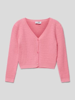 Happy Girls Cropped Strickjacke Mit Knopfleiste - Pink