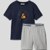 Jack & Jones Pyjama Mit Label-Print Modell 'AARON' - Marineblau