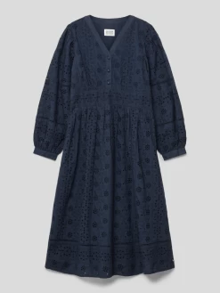 Scotch & Soda Kleid Mit Floralen Lochstickereien - Marineblau