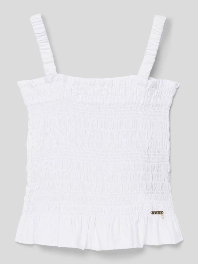 Guess Blusentop Mit Smok-Details - Weiß 1 Guess Blusentop Mit Smok-Details - Weiß