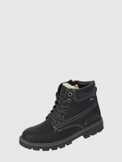 Tom Tailor Boots In Leder-Optik Mit Teddyfutter - Schwarz