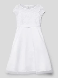 Weise Kommunionskleid Mit Spitzenbesatz - Weiß