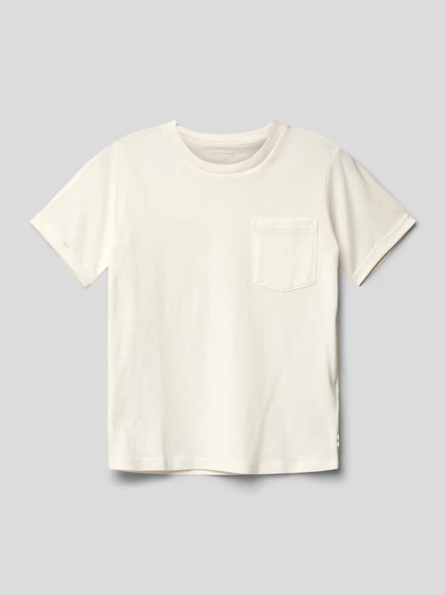 Tom Tailor T-Shirt Mit Brusttasche - Ecru 1 Tom Tailor T-Shirt Mit Brusttasche - Ecru