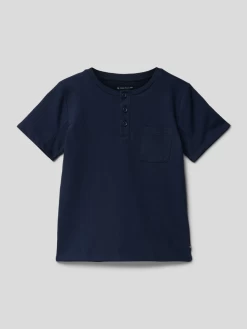 Tom Tailor T-Shirt Mit Knopfleiste - Marineblau