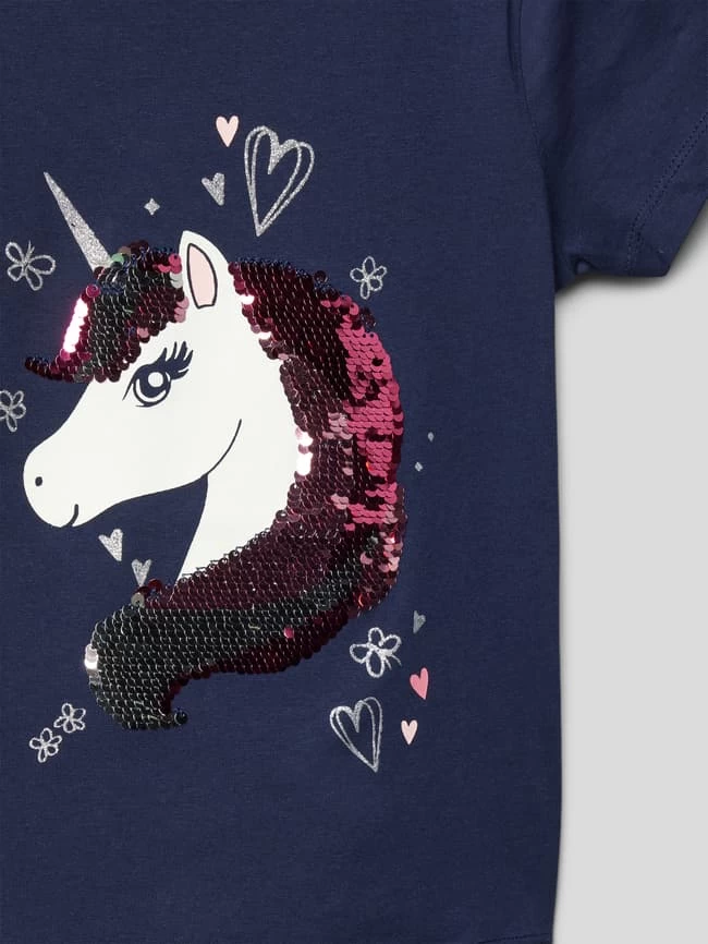 Blue Seven T-Shirt Mit Wendepailletten - Blau 2 Blue Seven T-Shirt Mit Wendepailletten - Blau – Bild 2