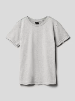 Kabooki T-Shirt Mit Rundhalsausschnitt Modell 'THEODOR' - Mittelgrau Meliert