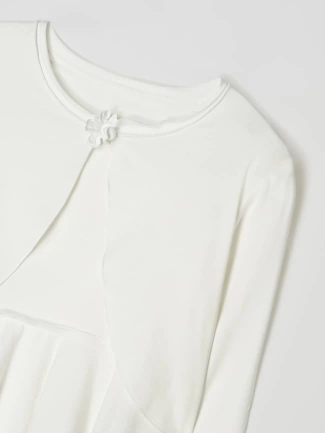 Monny Cropped Longsleeve Mit Volantsaum - Ecru 2 Monny Cropped Longsleeve Mit Volantsaum - Ecru – Bild 2