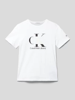 Calvin Klein Jeans T-Shirt Mit Label-Print Modell 'PRINT SUNREVEAL MONO LOGO' - Weiß