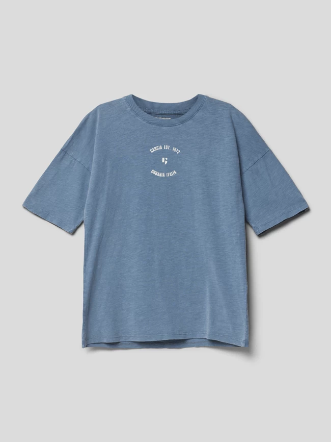 Garcia T-Shirt Mit überschnittenen Schultern - Blau 1 Garcia T-Shirt Mit überschnittenen Schultern - Blau