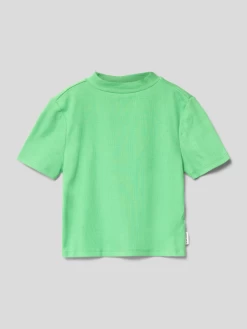 Tom Tailor Cropped T-Shirt Mit Stehkragen - Grün