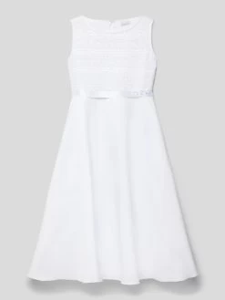 Weise Kommunionskleid Mit Spitzenbesatz - Weiß