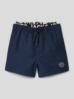 Jack & Jones Badehose Mit Label-Detail Modell 'FIJI' - Marineblau