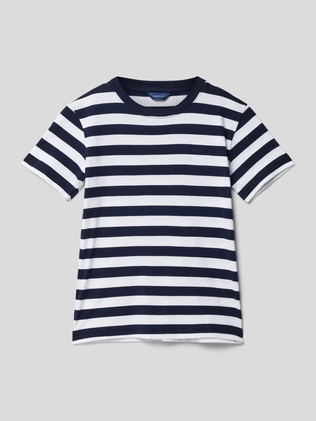 Gant T-Shirt Mit Streifenmuster - Marineblau 1 Gant T-Shirt Mit Streifenmuster - Marineblau