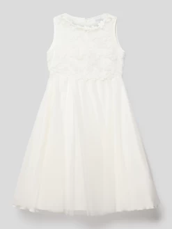 Weise Kommunionskleid Mit Spitzenbesatz - Ecru