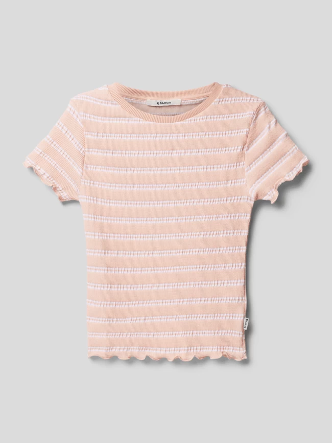 Garcia T-Shirt Mit Streifenmuster Modell 'MARGIN' - Apricot 1 Garcia T-Shirt Mit Streifenmuster Modell 'MARGIN' - Apricot