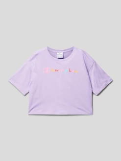 CHAMPION Cropped T-Shirt Mit Logo-Detail - Flieder